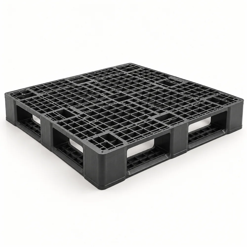 Black heavy duty moulded plastic pallet